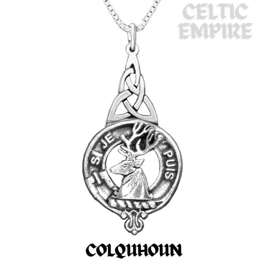 Colquhoun Family Clan Crest Interlace Drop Pendant
