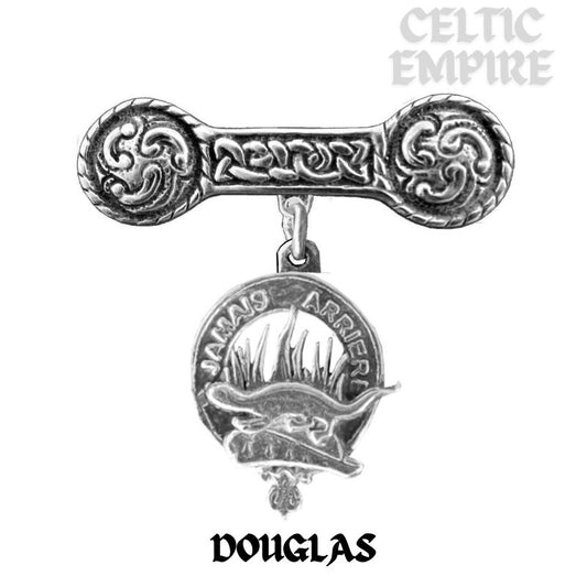 Douglas Family Clan Crest Iona Bar Brooch - Sterling Silver