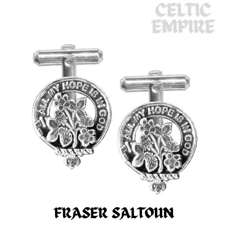 Fraser  Saltoun Family Clan Crest Scottish Cufflinks; Pewter, Sterling Silver and Karat Gold