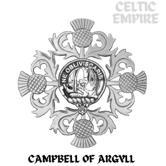 Campbell Argyll Family Clan Crest Scottish Four Thistle Brooch