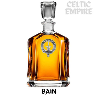 Bain Faamily Clan Crest Badge Whiskey Decanter