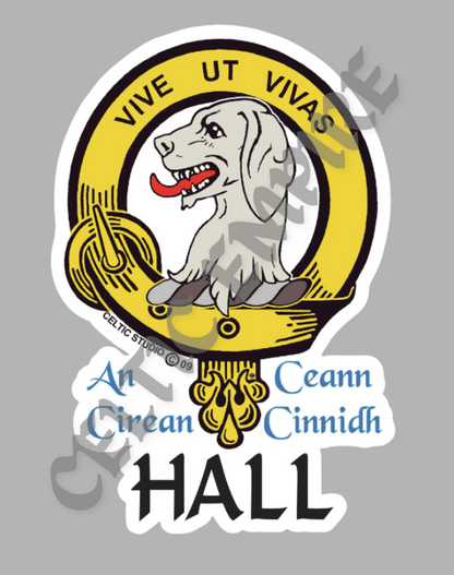 Hall Family Clan Crest Decal | Custom Scottish Heritage Car & Laptop Stickers