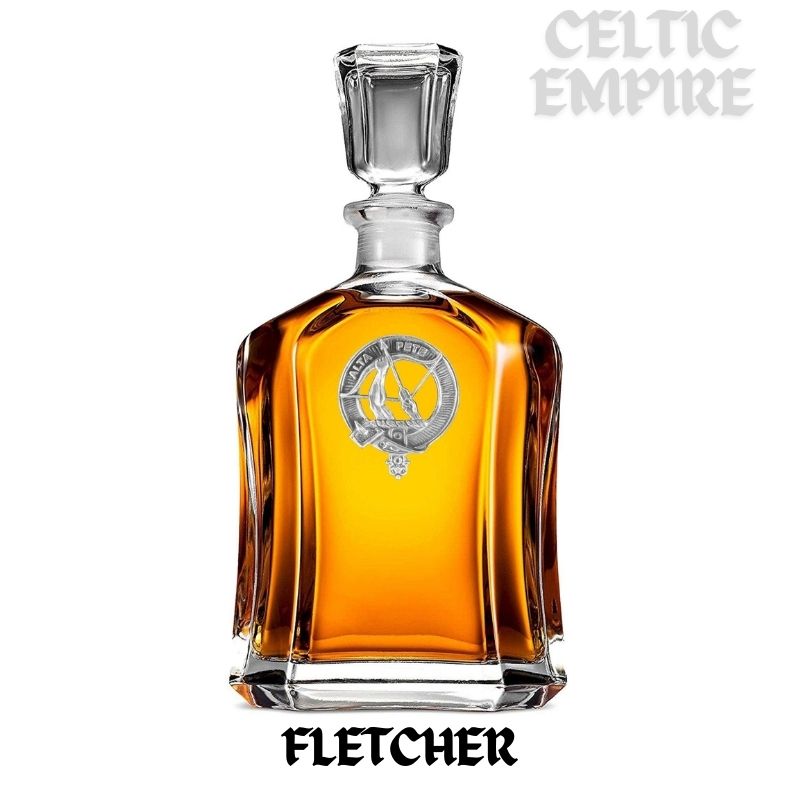 Fletcher Family Clan Crest Badge Whiskey Decanter