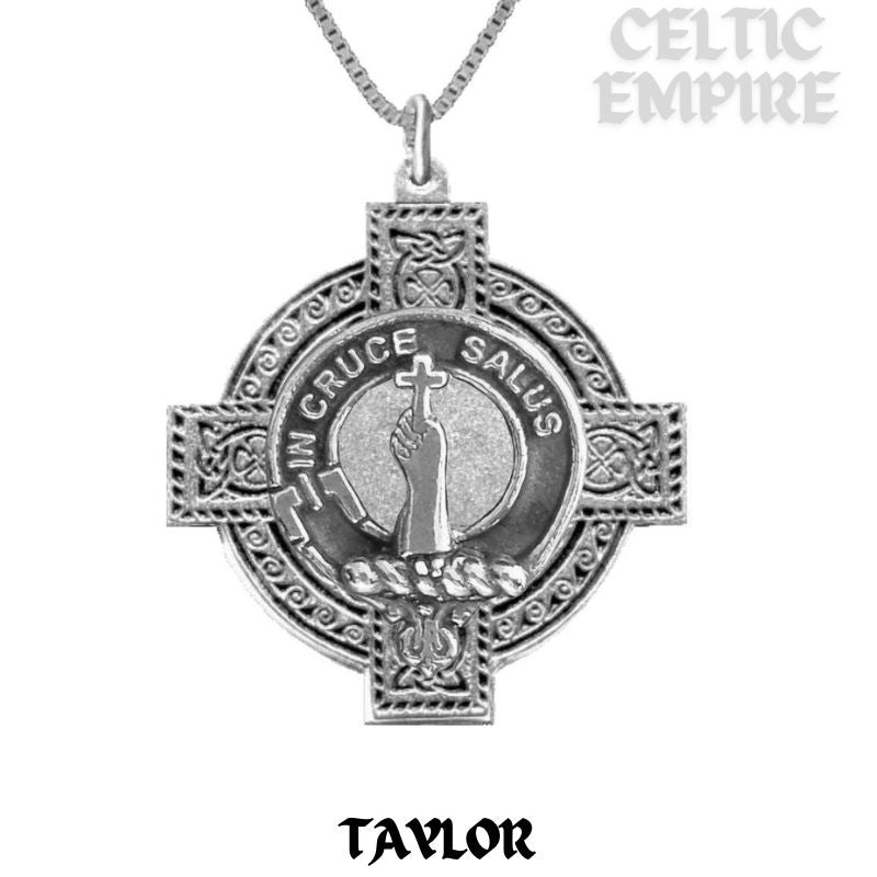 Taylor Family Clan Crest Celtic Cross Pendant Scottish