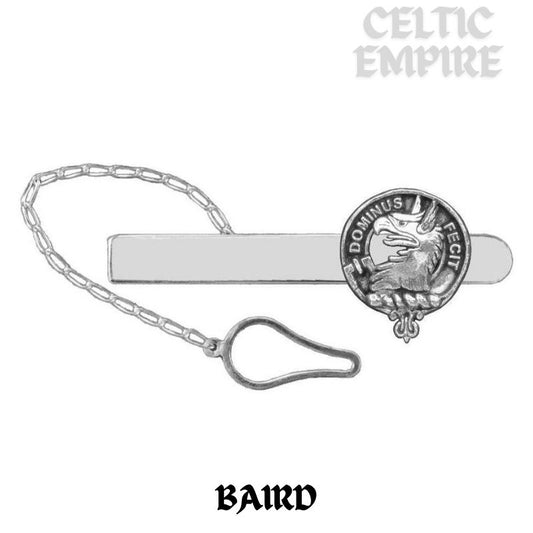 Baird Family Clan Crest Scottish Button Loop Tie Bar ~ Sterling silver