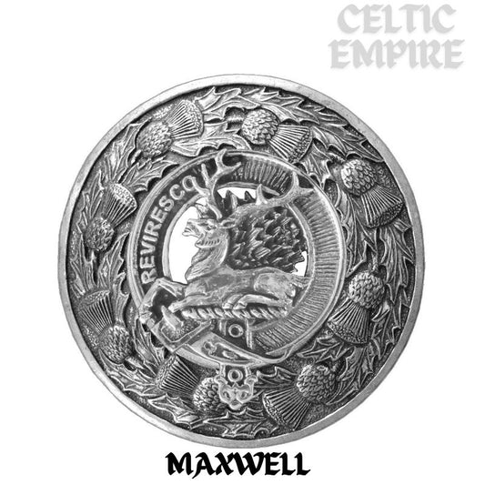 Maxwell Family Clan Badge Scottish Plaid Brooch