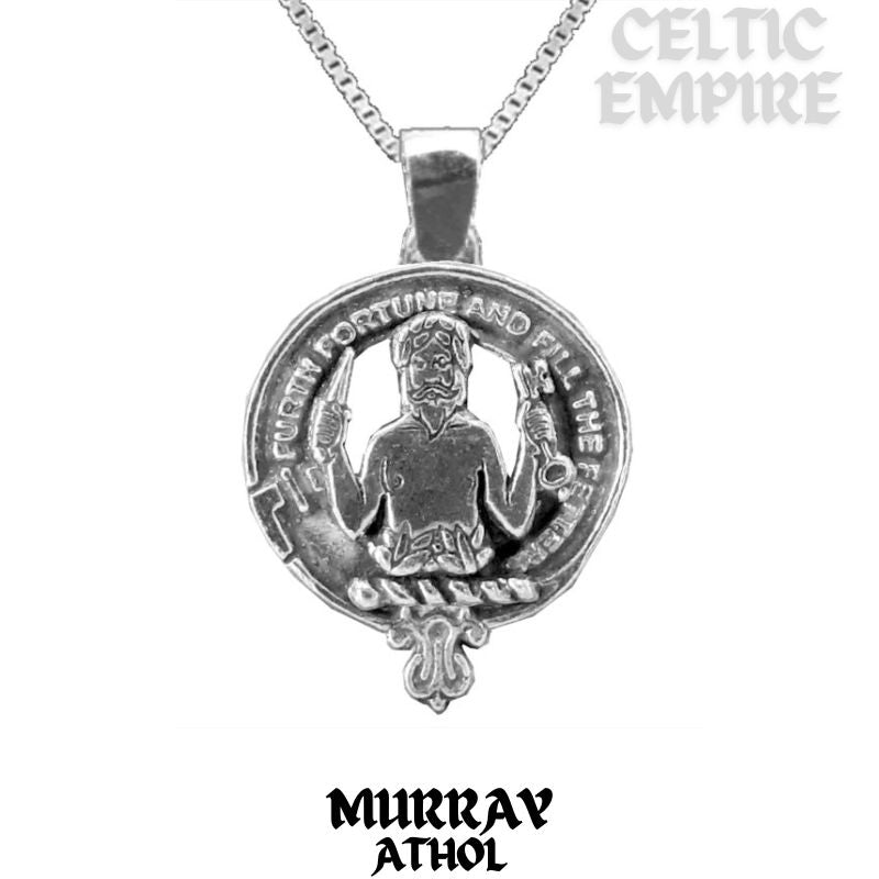 Murray Athol Large 1" Scottish Family Clan Crest Pendant - Sterling Silver