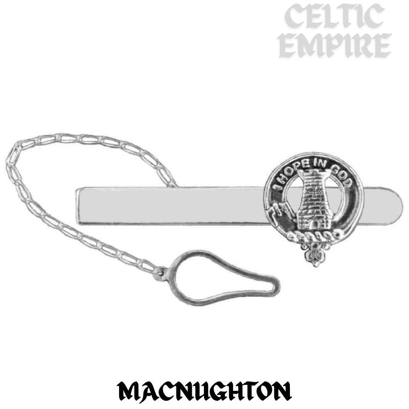 MacNaughton Family Clan Crest Scottish Button Loop Tie Bar Sterling silver