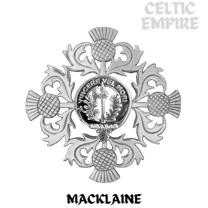 MacLaine Family Clan Crest Scottish Four Thistle Brooch