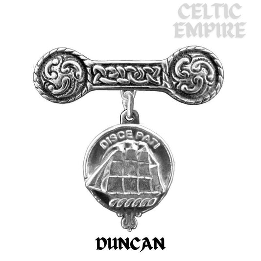 Duncan Family Clan Crest Iona Bar Brooch - Sterling Silver