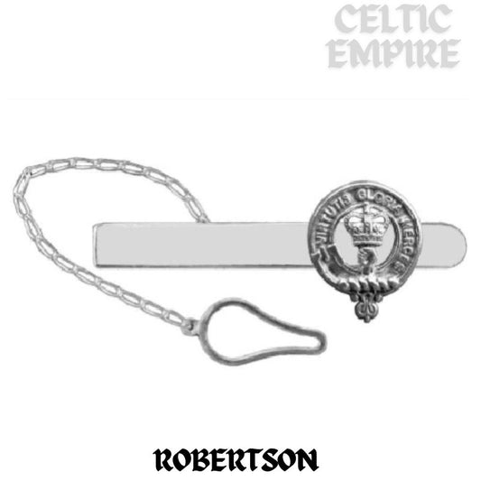 Robertson Family Clan Crest Scottish Button Loop Tie Bar ~ Sterling silver
