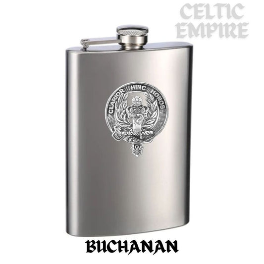 Buchanan Family Clan Crest Scottish Badge Stainless Steel Flask 8oz