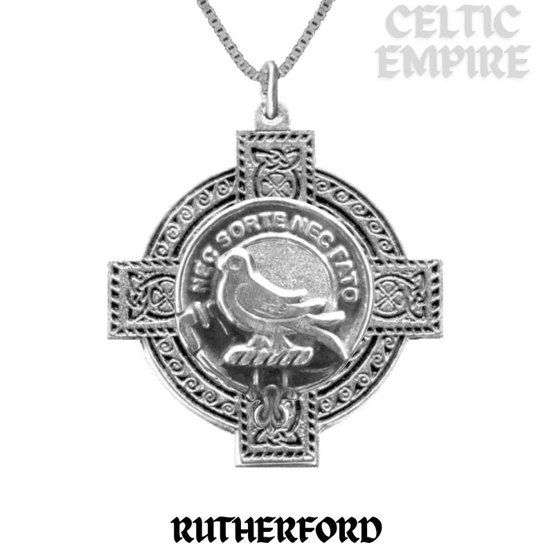 Rutherford Family Clan Crest Celtic Cross Pendant Scottish