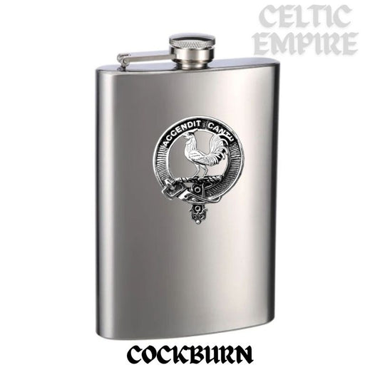 Cockburn Family Clan Crest Scottish Badge Stainless Steel Flask 8oz
