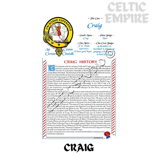 Craig Scottish Family Clan History