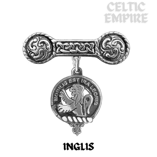Inglis Family Clan Crest Iona Bar Brooch - Sterling Silver