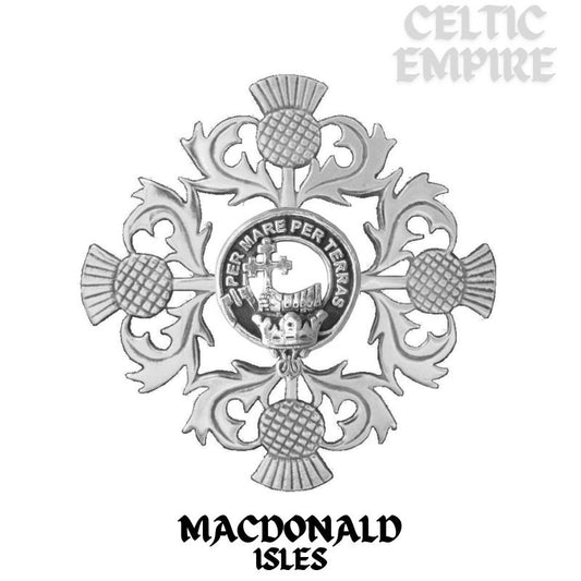 MacDonald (Isles) Family Clan Crest Scottish Four Thistle Brooch