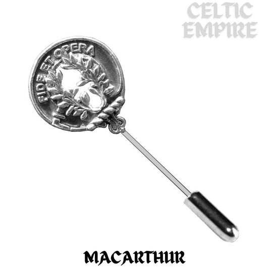 MacArthur Family Clan Crest Stick or Cravat pin, Sterling Silver