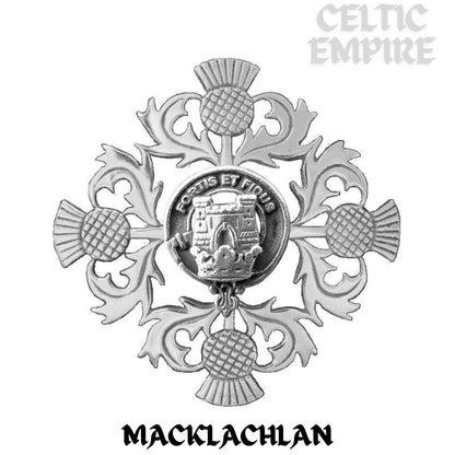 MacLachlan Family Clan Crest Scottish Four Thistle Brooch
