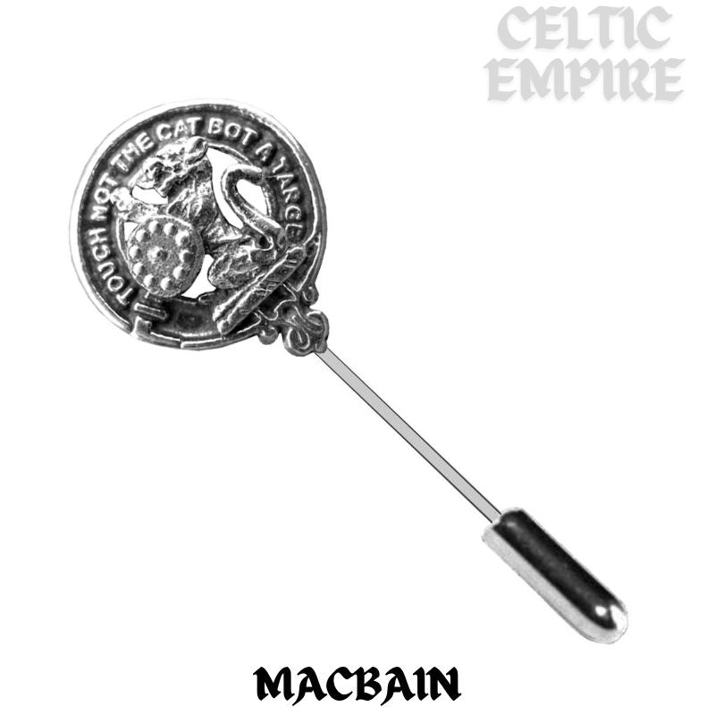 MacBain Family Clan Crest Stick or Cravat pin, Sterling Silver