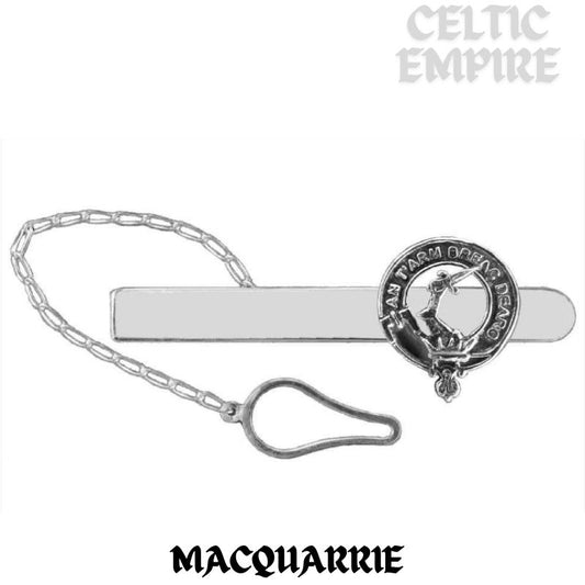MacQuarrie Family Clan Crest Scottish Button Loop Tie Bar Sterling silver