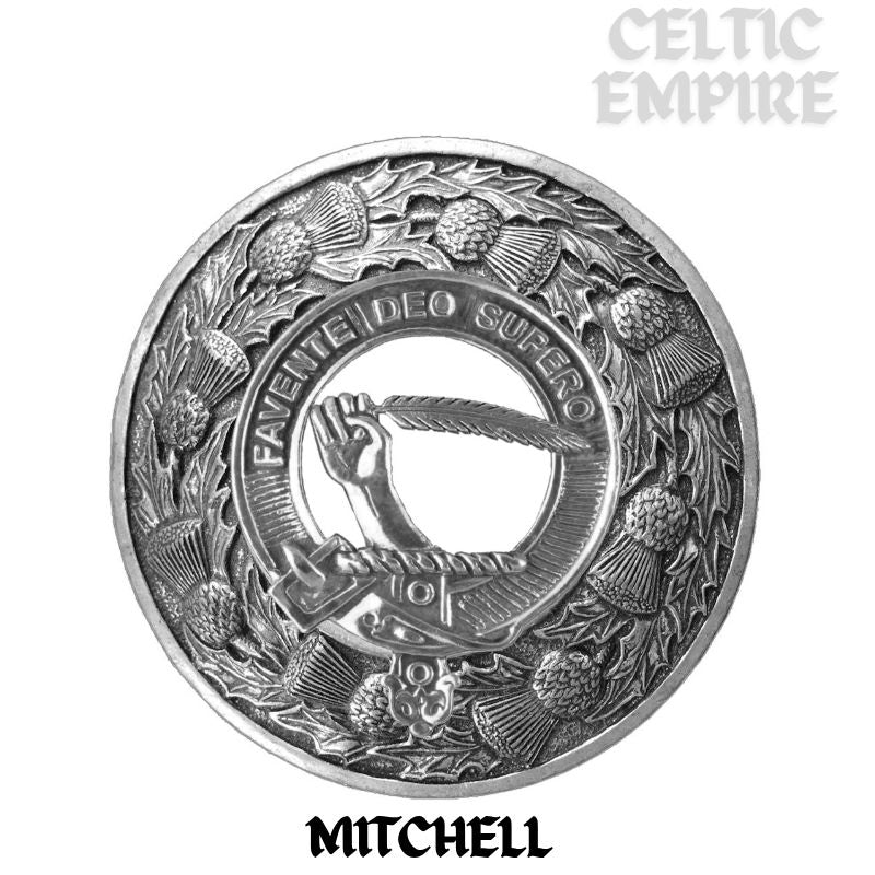 Mitchell Family Clan Badge Scottish Plaid Brooch
