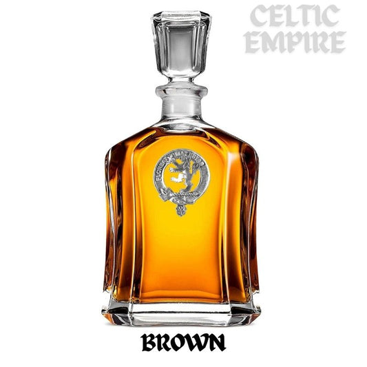 Brown Family Clan Crest Badge Whiskey Decanter