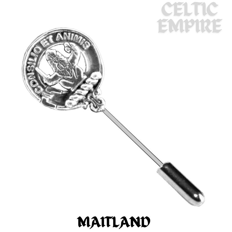 Maitland Family Clan Crest Stick or Cravat pin, Sterling Silver