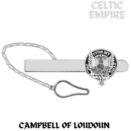 Campbell Loudoun Family Clan Crest Scottish Button Loop Tie Bar ~ Sterling silver