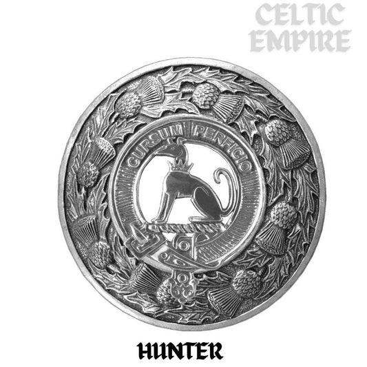 Hunter Family Clan Badge Scottish Plaid Brooch