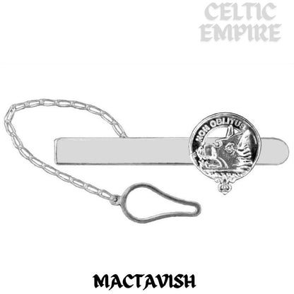 MacTavish Family Clan Crest Scottish Button Loop Tie Bar Sterling silver