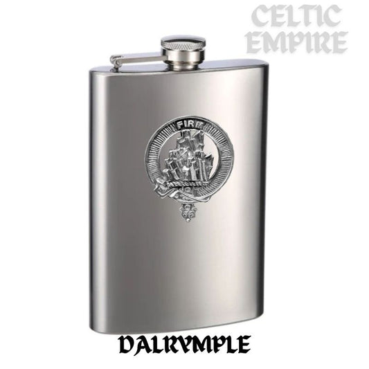 Dalrymple Family Clan Crest Scottish Badge Stainless Steel Flask 8oz