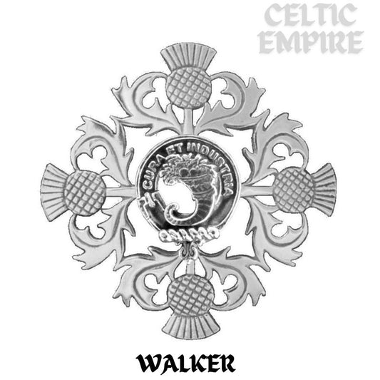 Walker Family Clan Crest Scottish Four Thistle Brooch