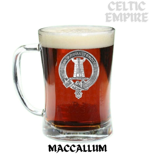 MacCallum Family Clan Crest Badge Glass Beer Mug