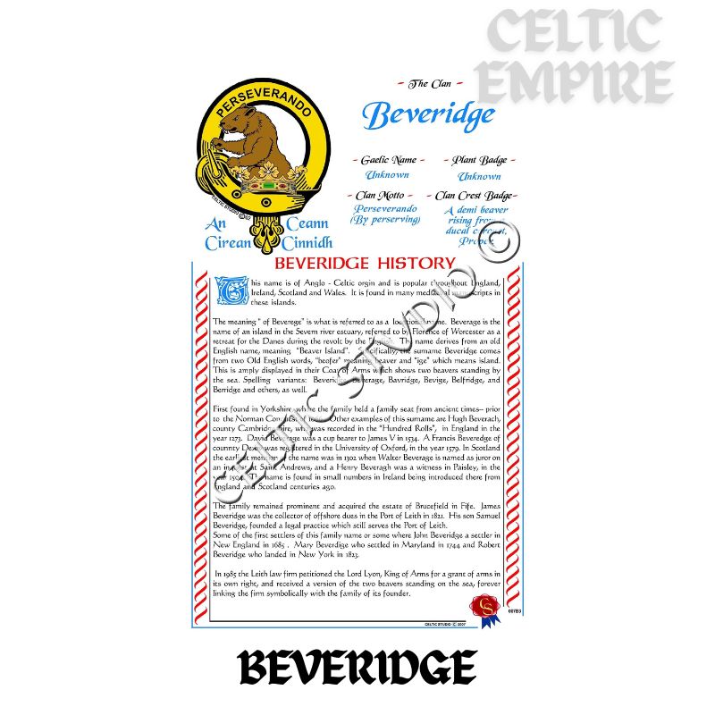 Beveridge Scottish Family Clan History