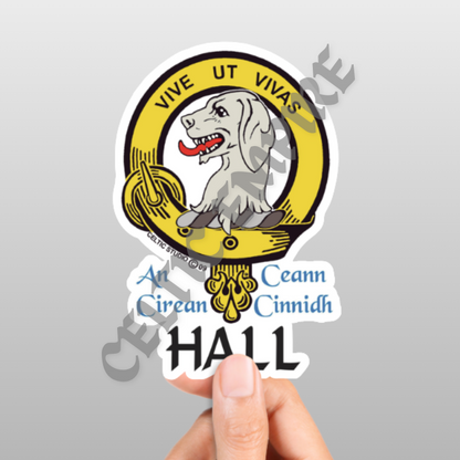 Hall Family Clan Crest Decal | Custom Scottish Heritage Car & Laptop Stickers