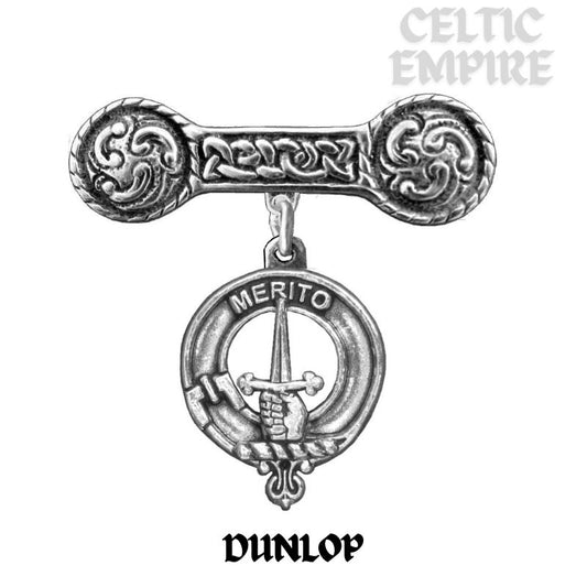 Dunlop Sketraw Family Clan Crest Iona Bar Brooch - Sterling Silver