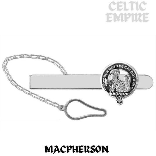 MacPherson Family Clan Crest Scottish Button Loop Tie Bar Sterling silver