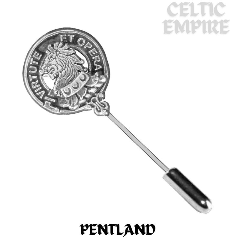 Pentland Family Clan Crest Stick or Cravat pin, Sterling Silver