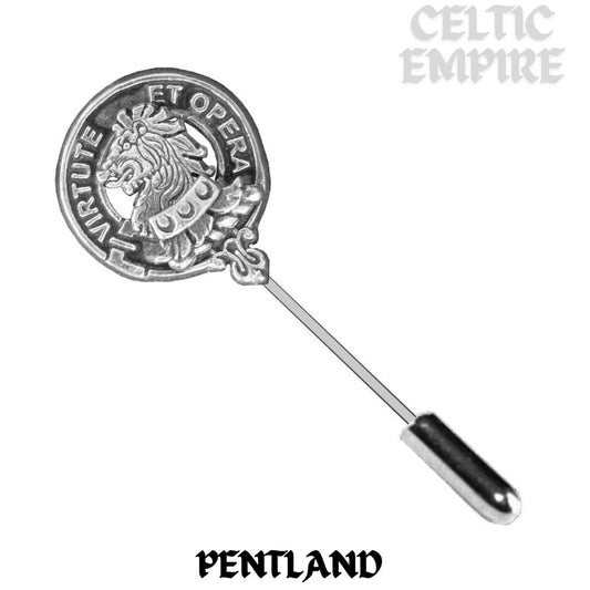 Pentland Family Clan Crest Stick or Cravat pin, Sterling Silver