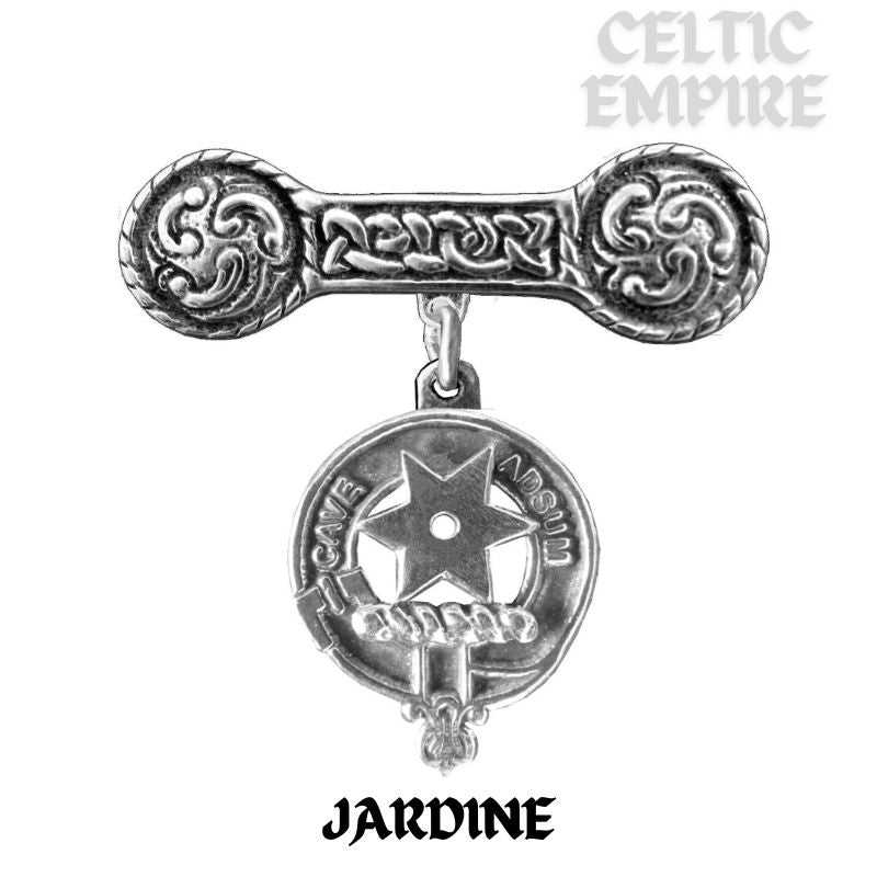 Jardine Family Clan Crest Iona Bar Brooch - Sterling Silver