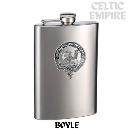 Boyle Family Clan Crest Scottish Badge Stainless Steel Flask 8oz