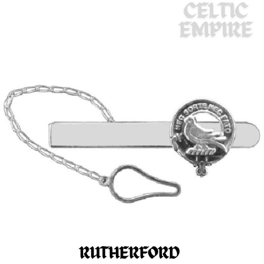 Rutherford Family Clan Crest Scottish Button Loop Tie Bar ~ Sterling silver