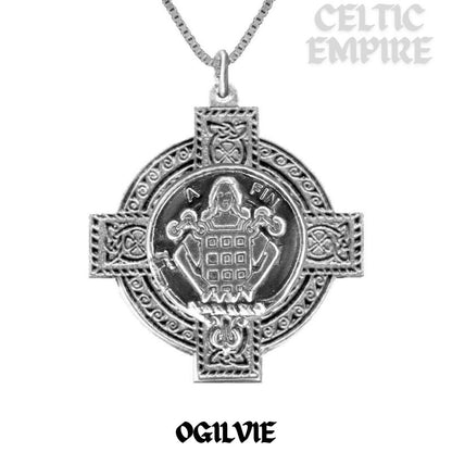 Ogilvie Family Clan Crest Celtic Cross Pendant Scottish