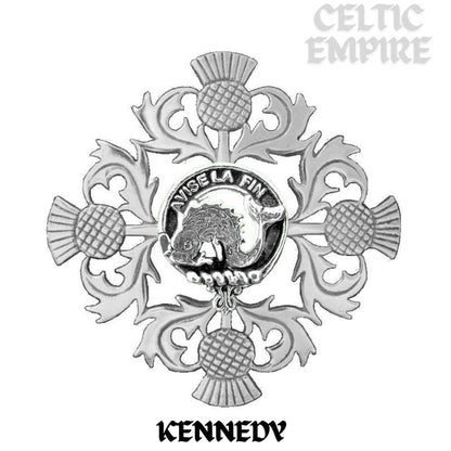 Kennedy Family Clan Crest Scottish Four Thistle Brooch