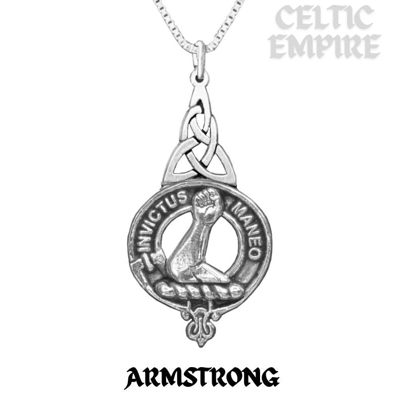 Armstrong Family Clan Crest Interlace Drop Pendant