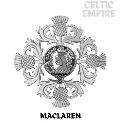 MacLaren Family Clan Crest Scottish Four Thistle Brooch