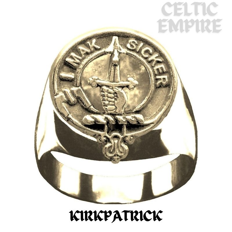 Kirkpatrick Scottish Family Clan Crest Ring Sterling Silver and Karat Gold