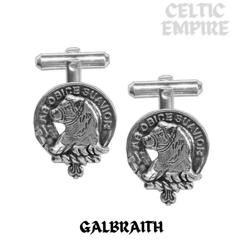 Galbraith Family Clan Crest Scottish Cufflinks; Pewter, Sterling Silver and Karat Gold