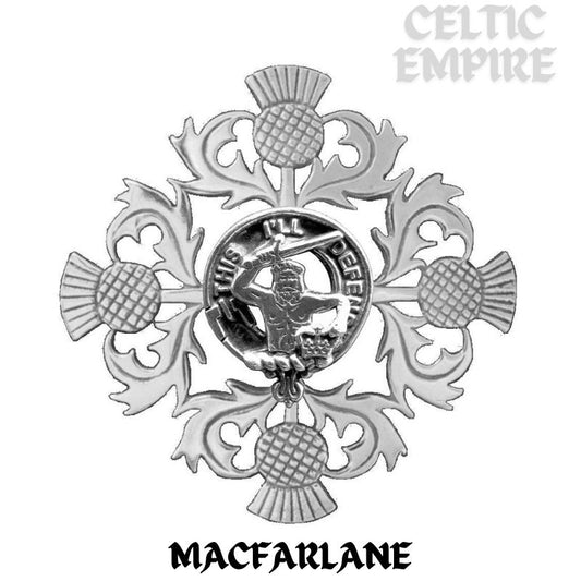 MacFarlane Family Clan Crest Scottish Four Thistle Brooch
